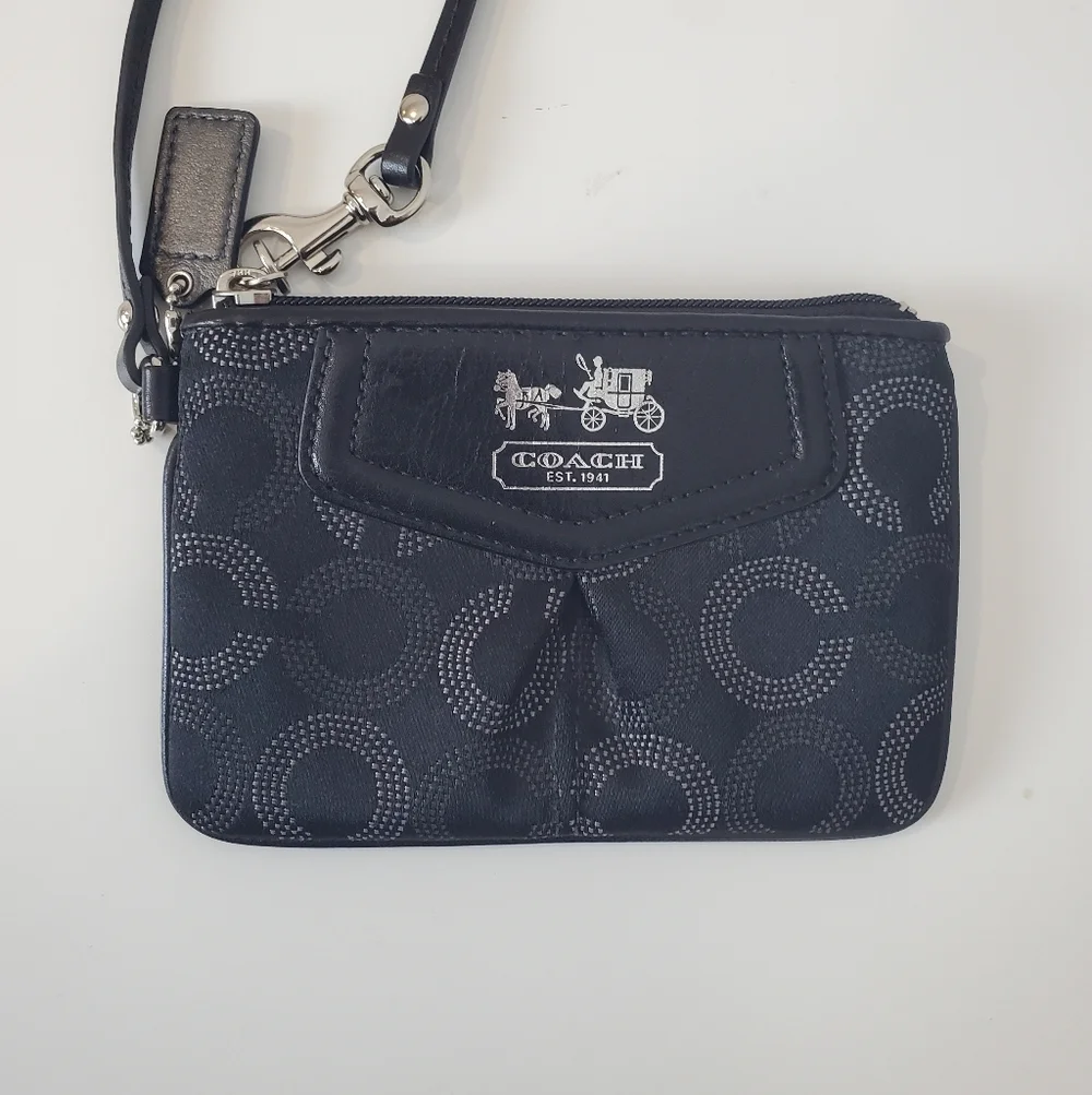 COACH Black Signature Wristlet Pouch